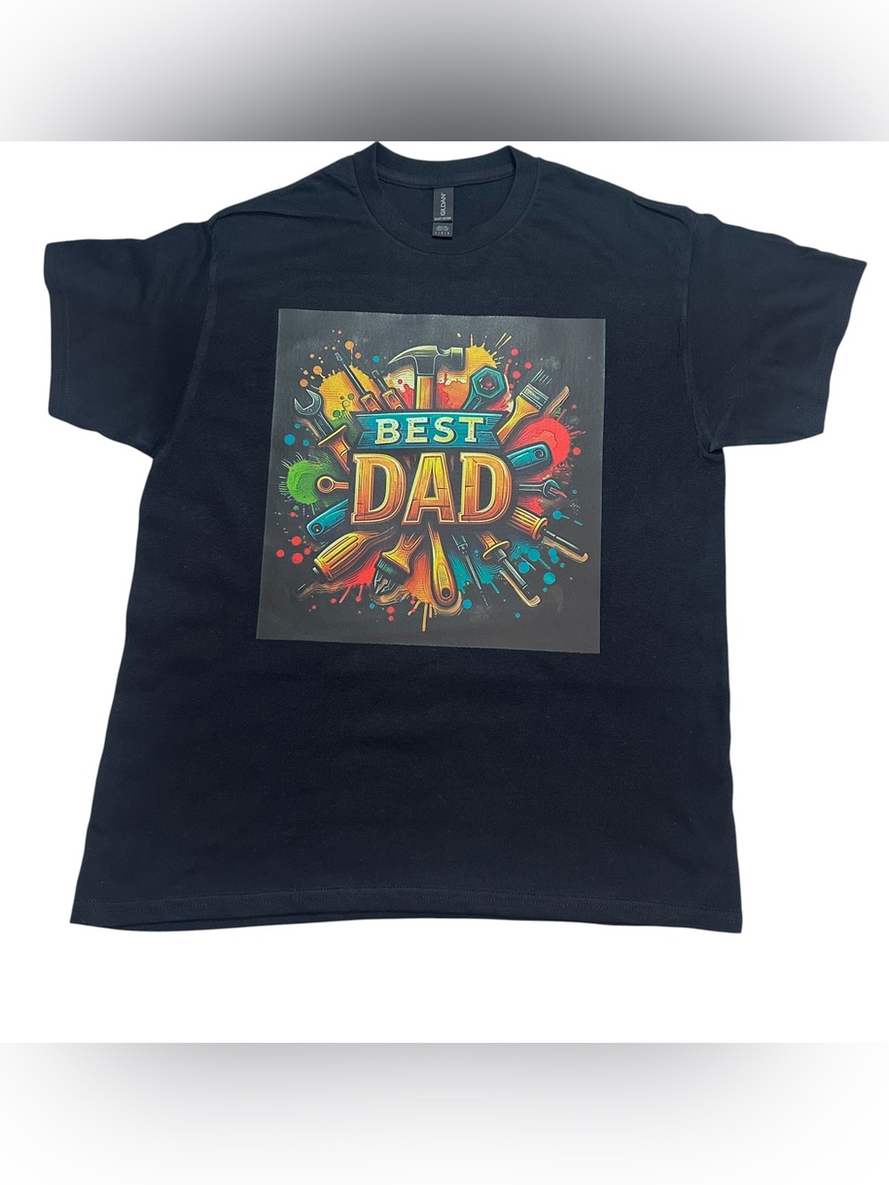 Father’s Day Men’s Black Tee with Colorful 'Best Dad' Tool Graphic New W/O Tags